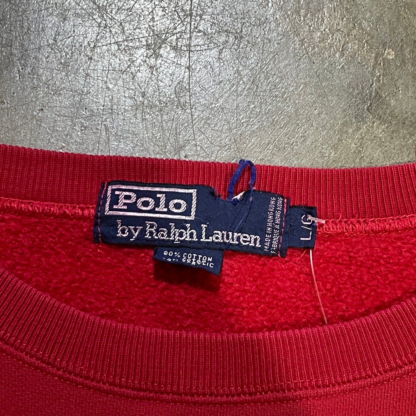 1990s Polo Ralph Lauren Red RPL Logo Sweatshirt (L)
