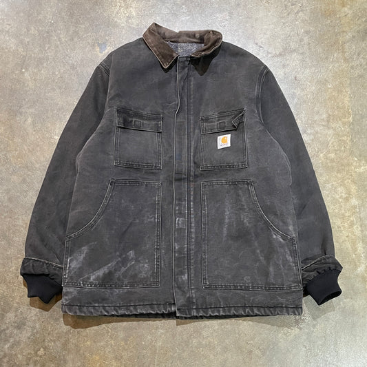 Black Carhartt Corduroy Collar Chore Coat55