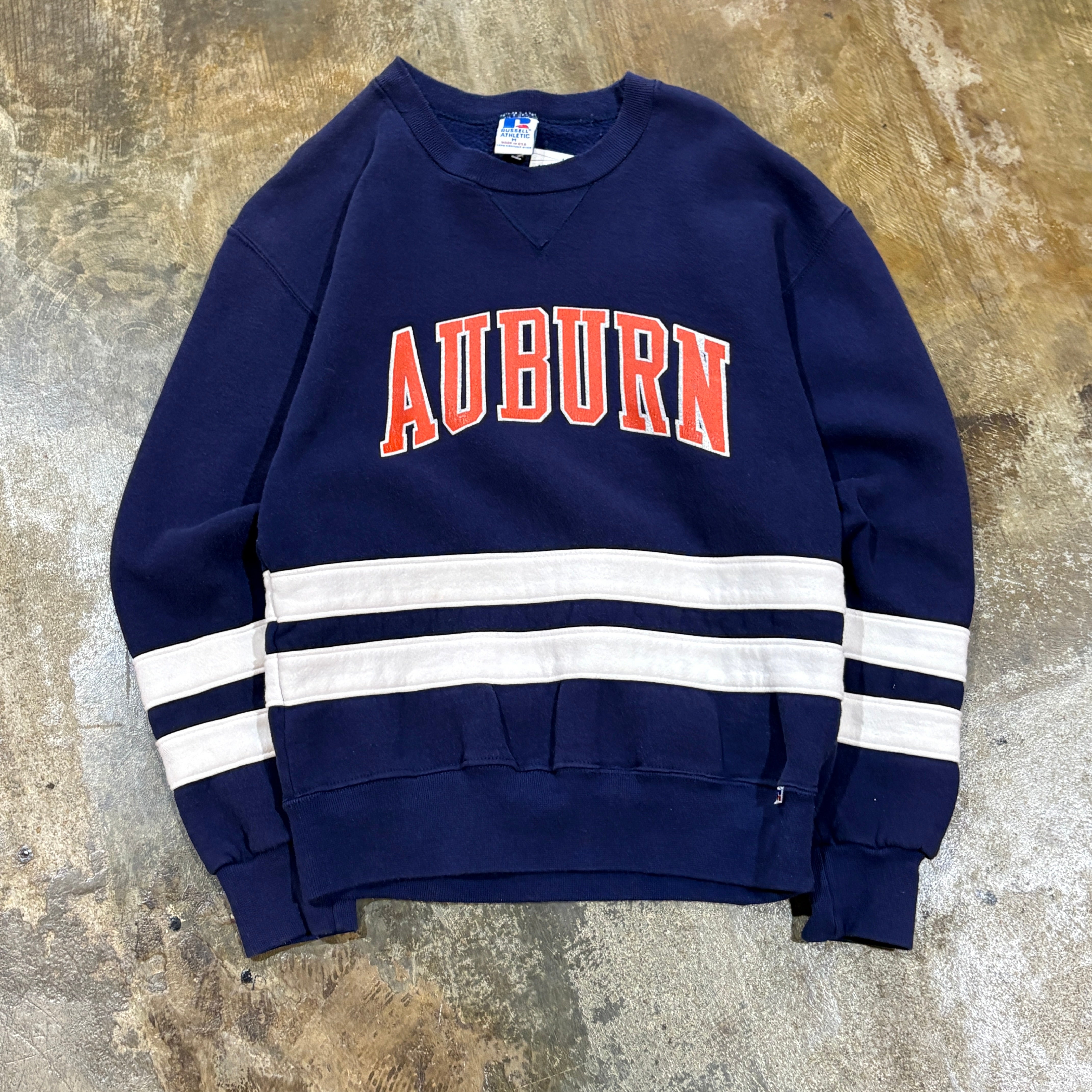 Auburn Arch Logo Russell Stripes Crewneck
