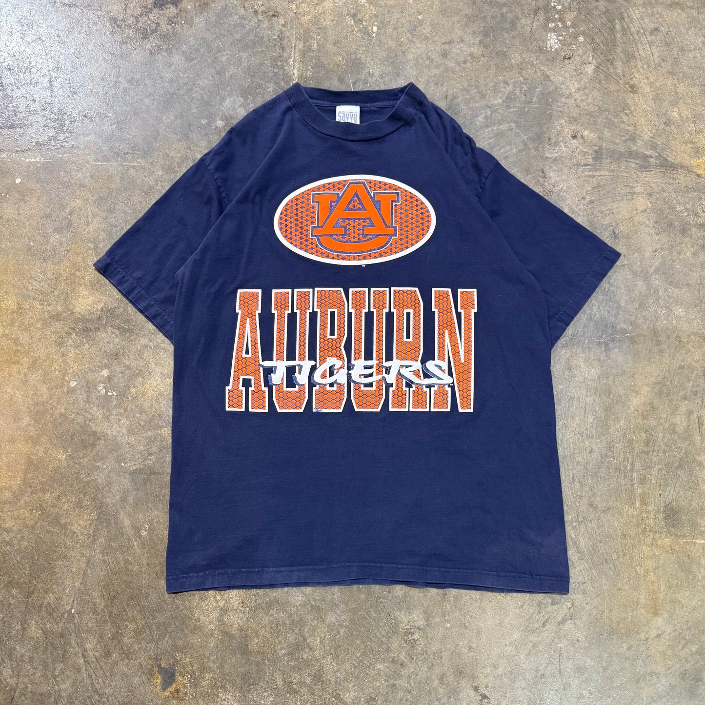 Auburn Savvy Navy Cross Pattern Tee
