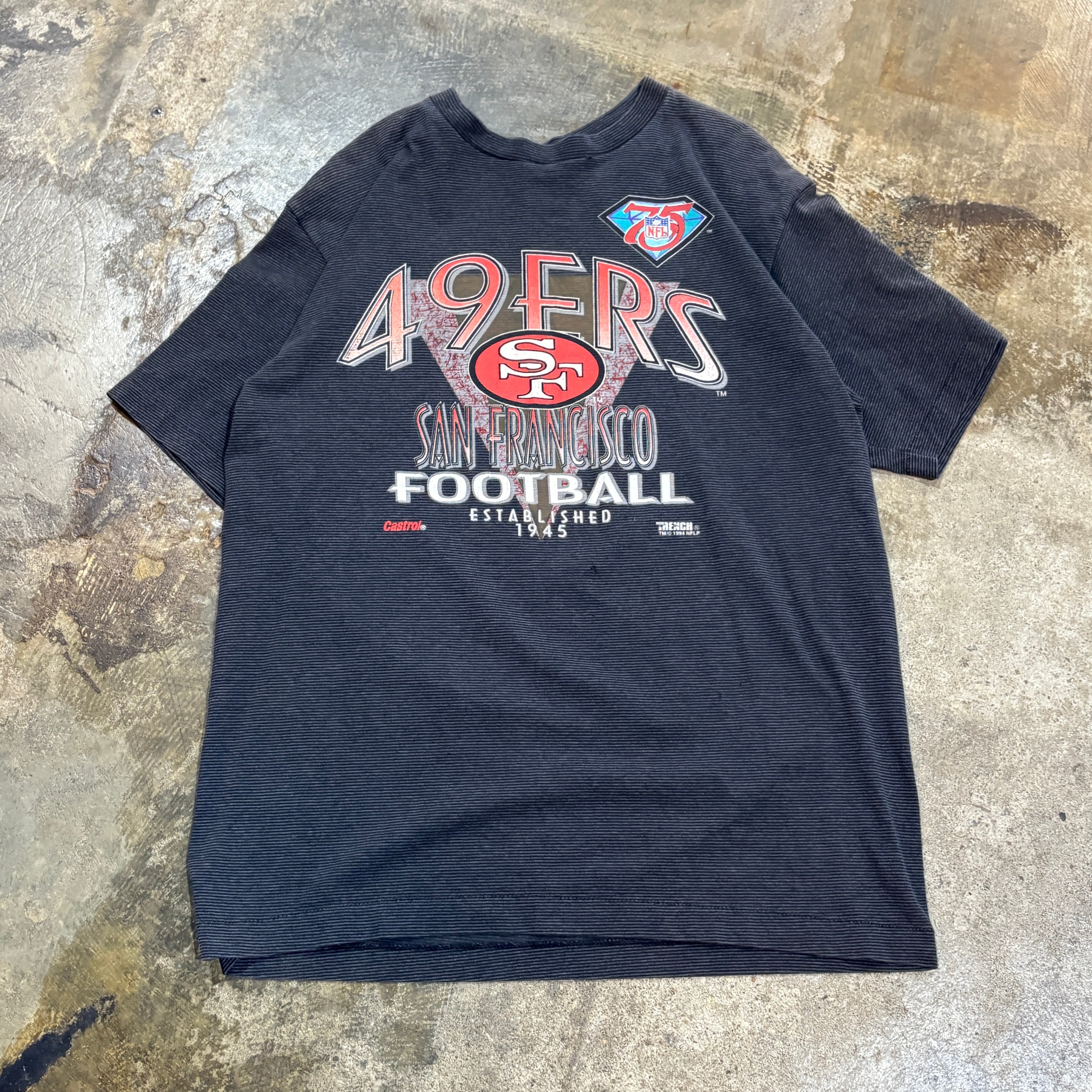 Grey Striped 49ers 75th anniversary Tee
