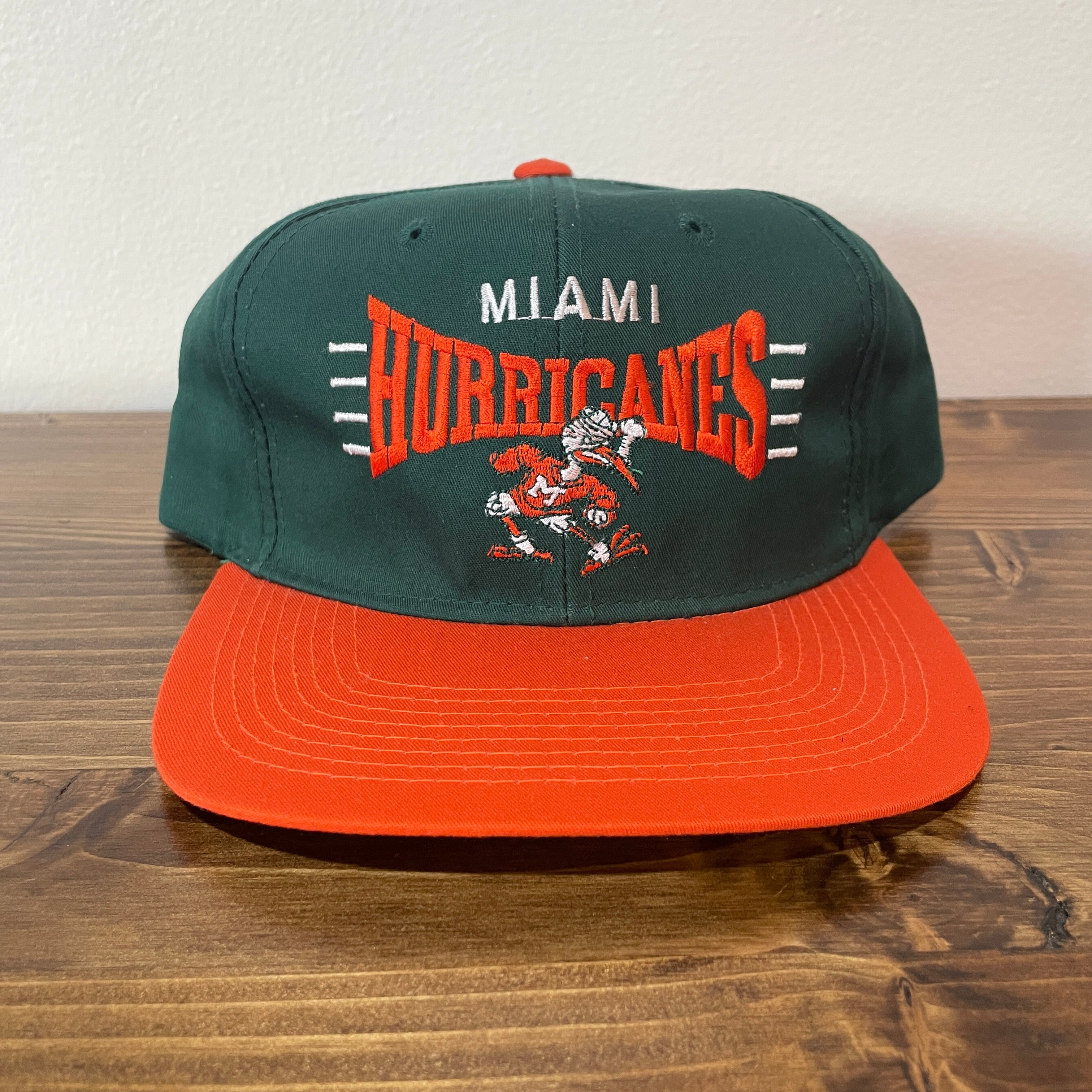 DS Green Miami Hurricanes Orange Brim Hat