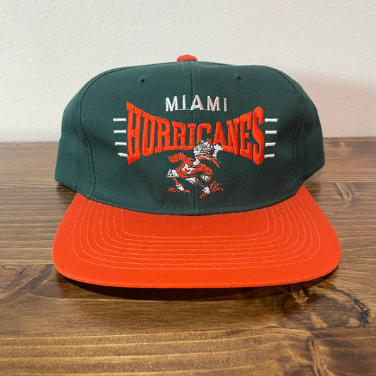 DS Green Miami Hurricanes Orange Brim Hat