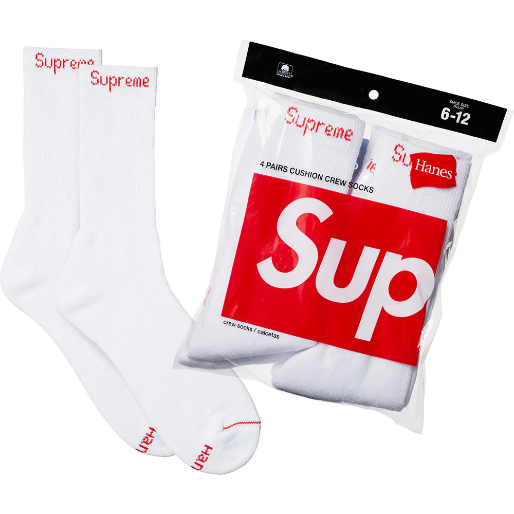 Supreme Hanes Socks (4 Pack) White