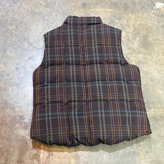 Reversible Orange/Brown Plaid Puffer Vest