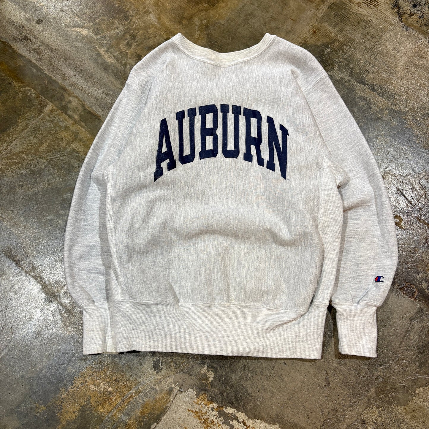 Grey 90s Auburn Champion Reverse Weave Arc Logo Crew 6