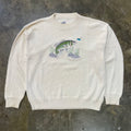 Embroidered FIshing Cream Crewneck Sweater