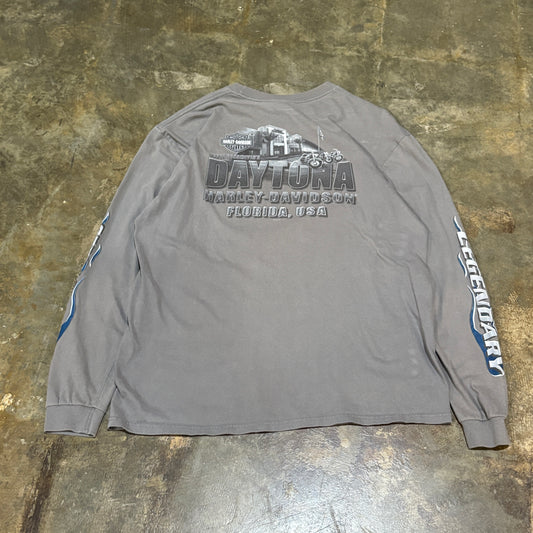 Grey Harley Davidson Motorcycles Sleeve Hit LS Tee
