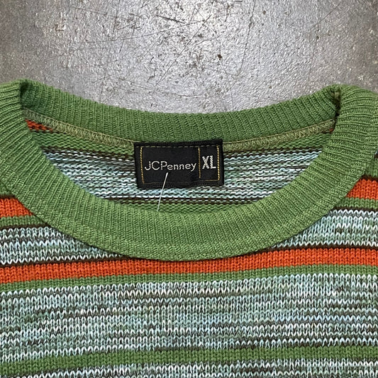 JC Penny Green/Orange Striped Sweater