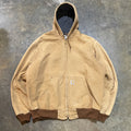 Tan Carhartt Fleece Lined hooded Jacket1 XL