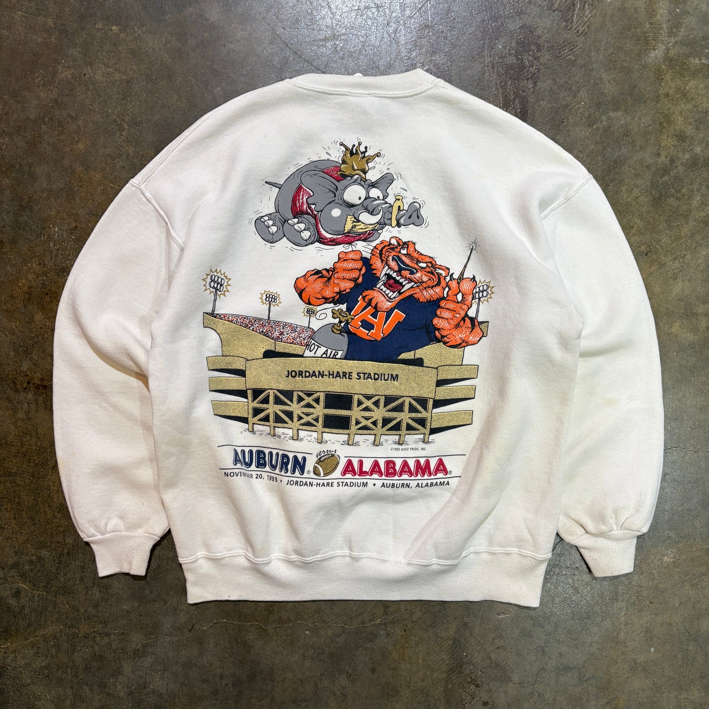 1993 Come On Down Iron Bowl Auburn White Sweatshirt