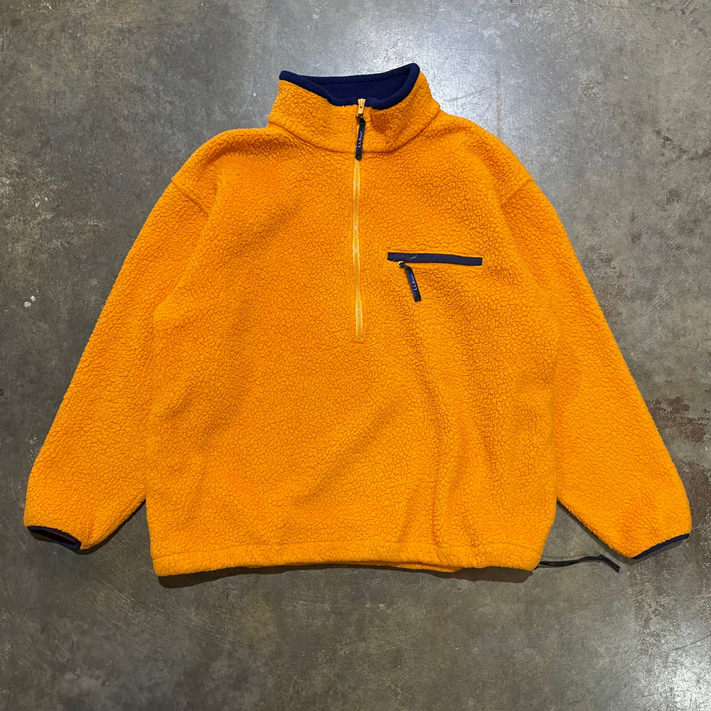 Orange LL Bean Fleece Quarter Zip