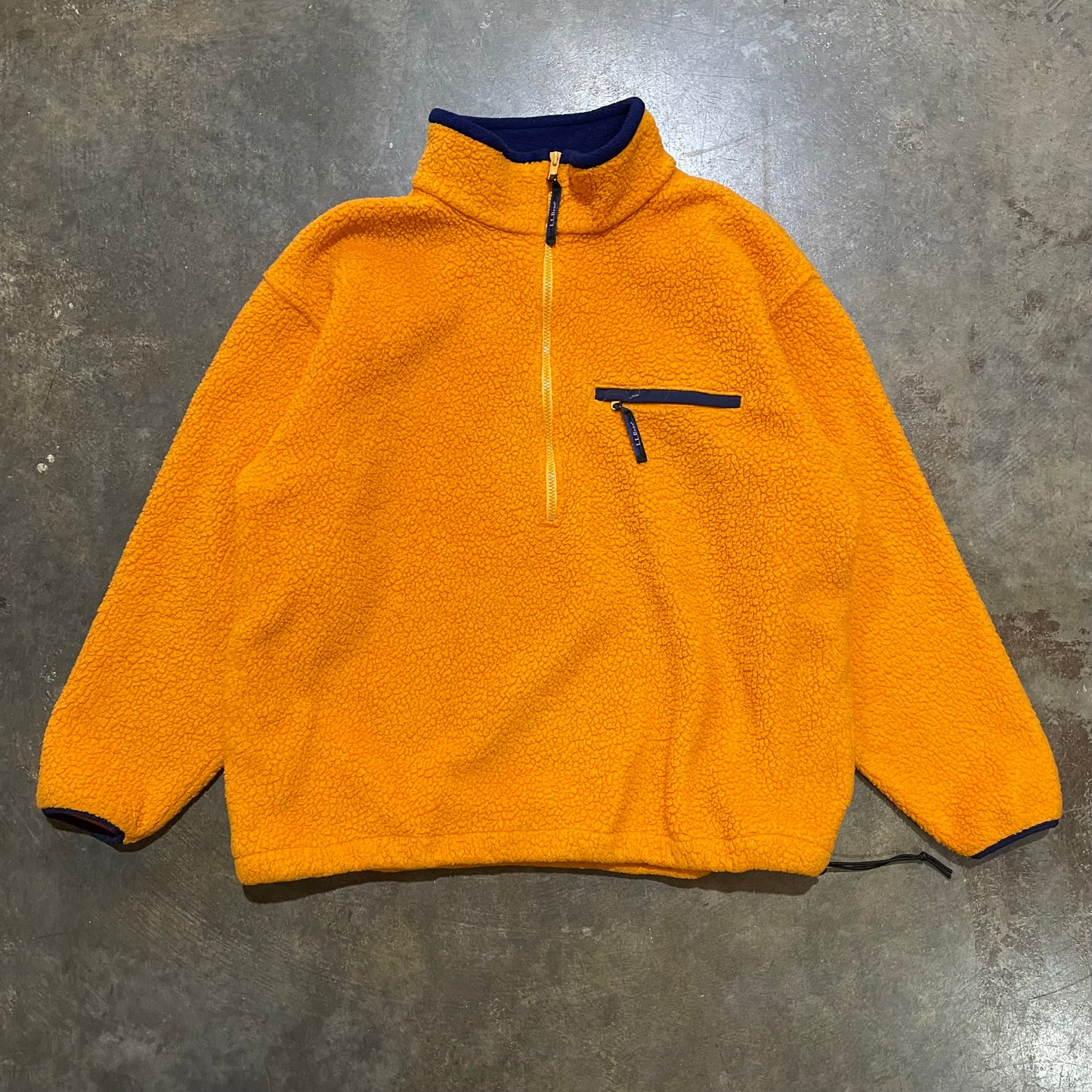 Orange LL Bean Fleece Quarter Zip