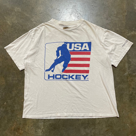 90's USA Hockey Oneita White Tee