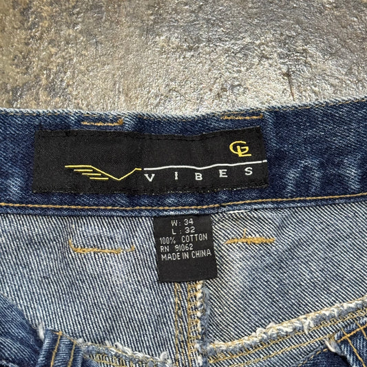 Y2K Vibes Gold Label  Patchwork Faded Baggy Jeans