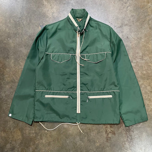 70's Campus Green Hooded Windbreaker