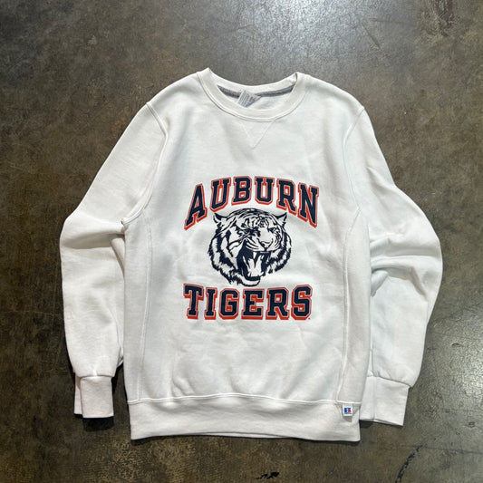 White Auburn Tiger Head Russell Crew