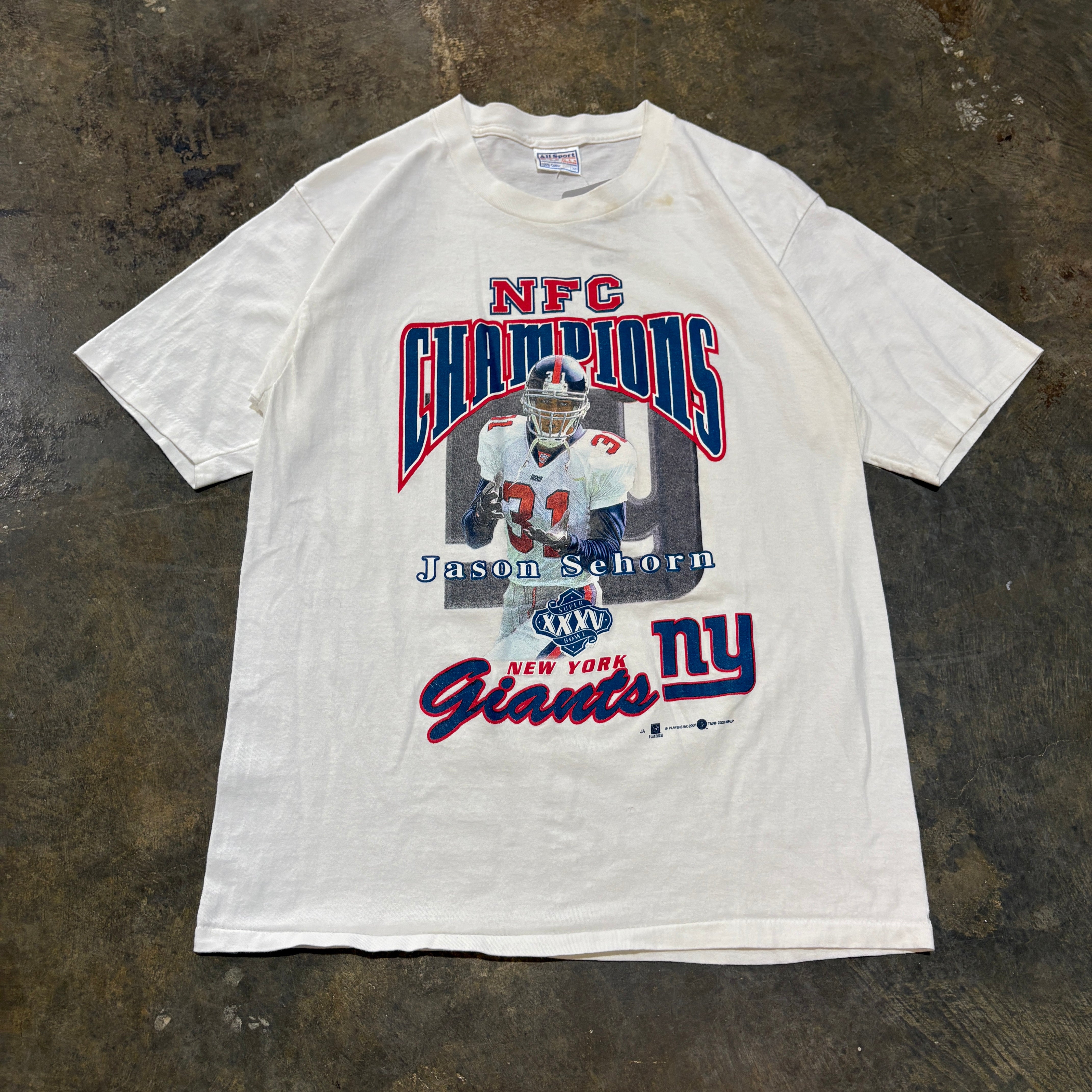 2001 New York Giants NFC Champions Big Print Tee