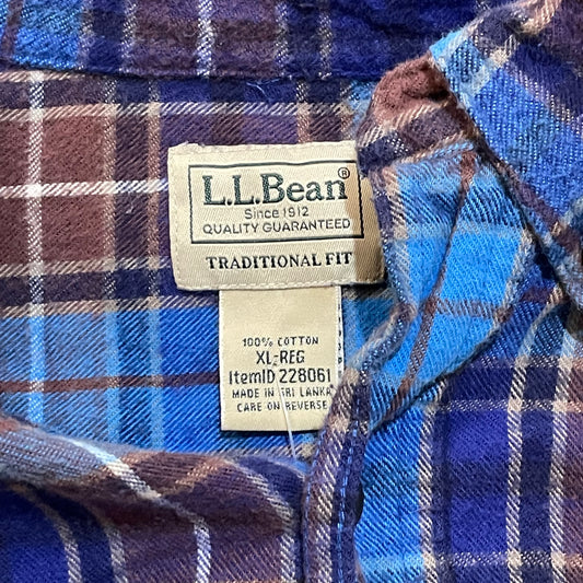 LL Bean Traditional Fit Button Down Blue Purple