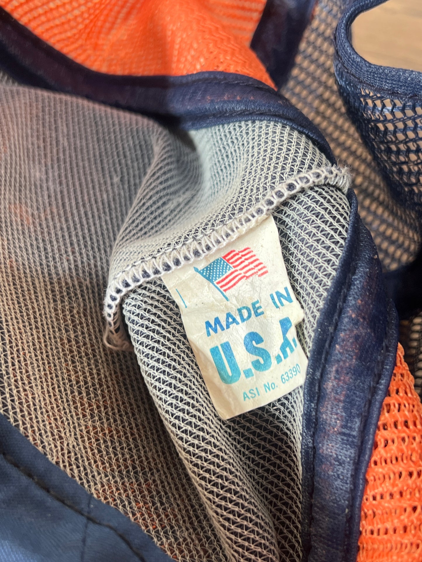 Navy & Orange Puff Print Mesh Hat