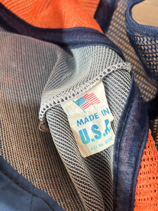 Navy & Orange Puff Print Mesh Hat