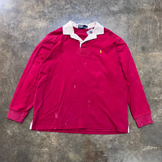 Polo Yellow Logo Red LS Button Up