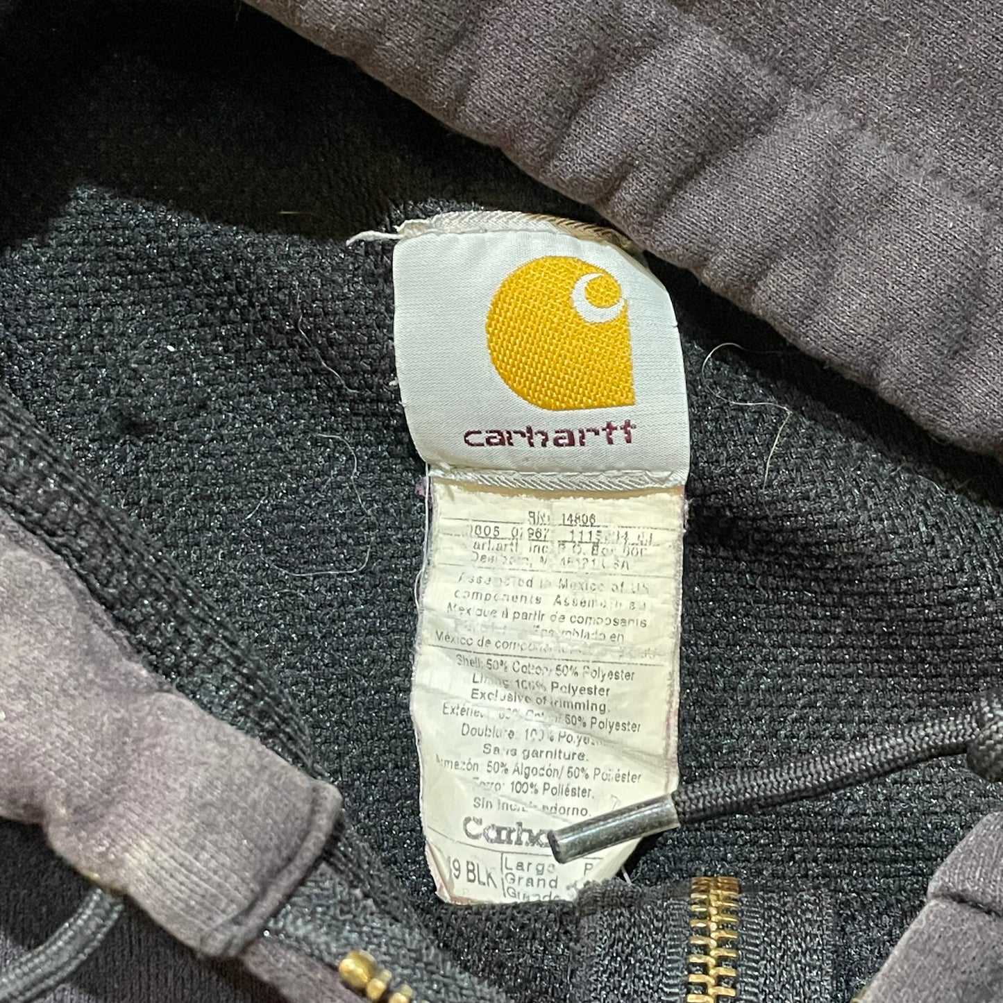 Faded Black thermal Lined Carhartt Zip Up Hoodie