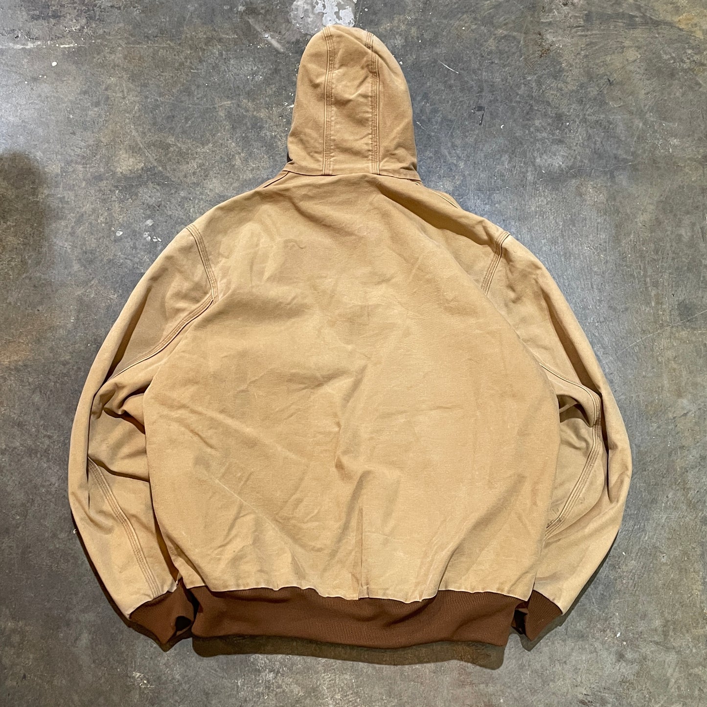 Tan Carhartt Fleece Lined hooded Jacket1 XL