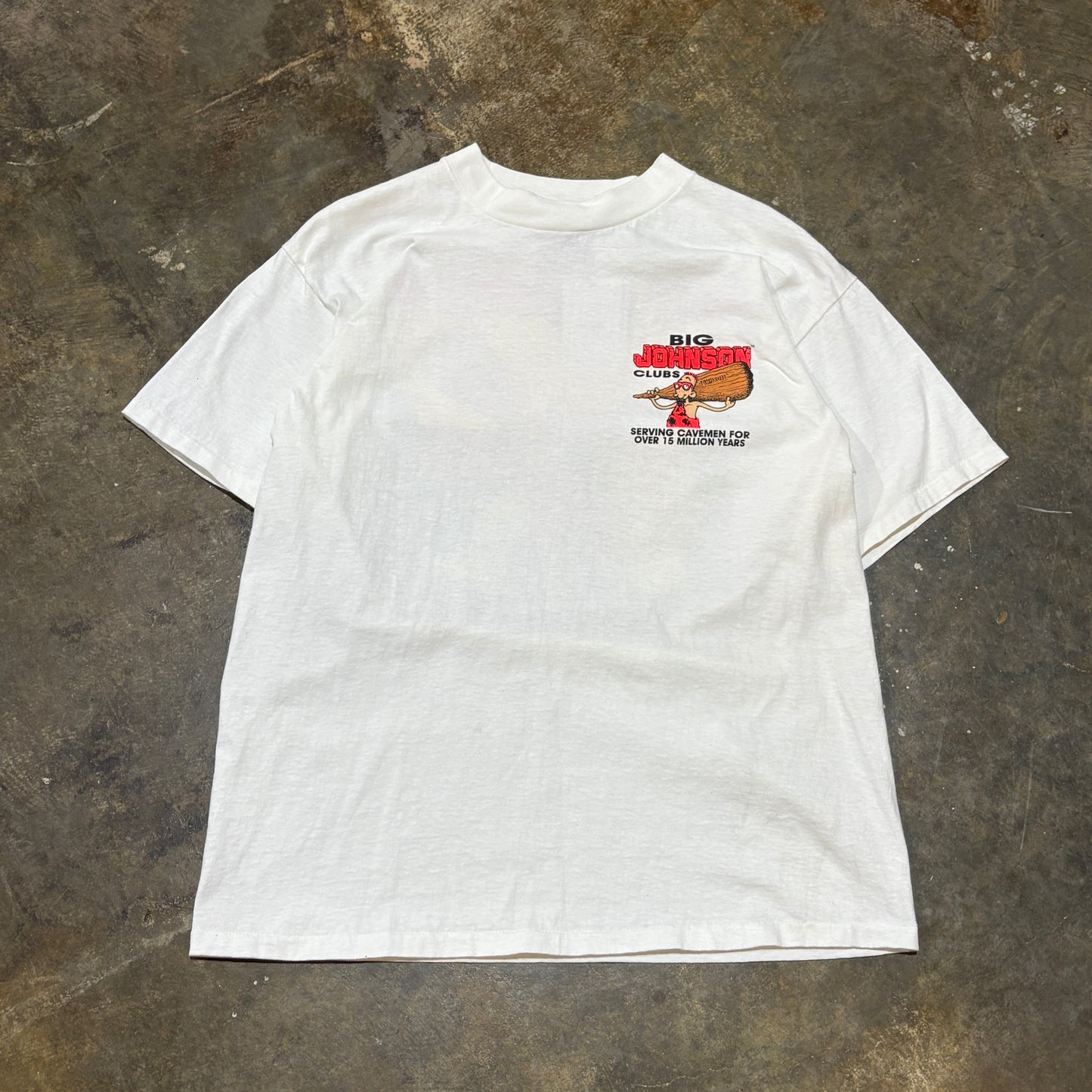 White Big Johnson Clubs Caveman Tee