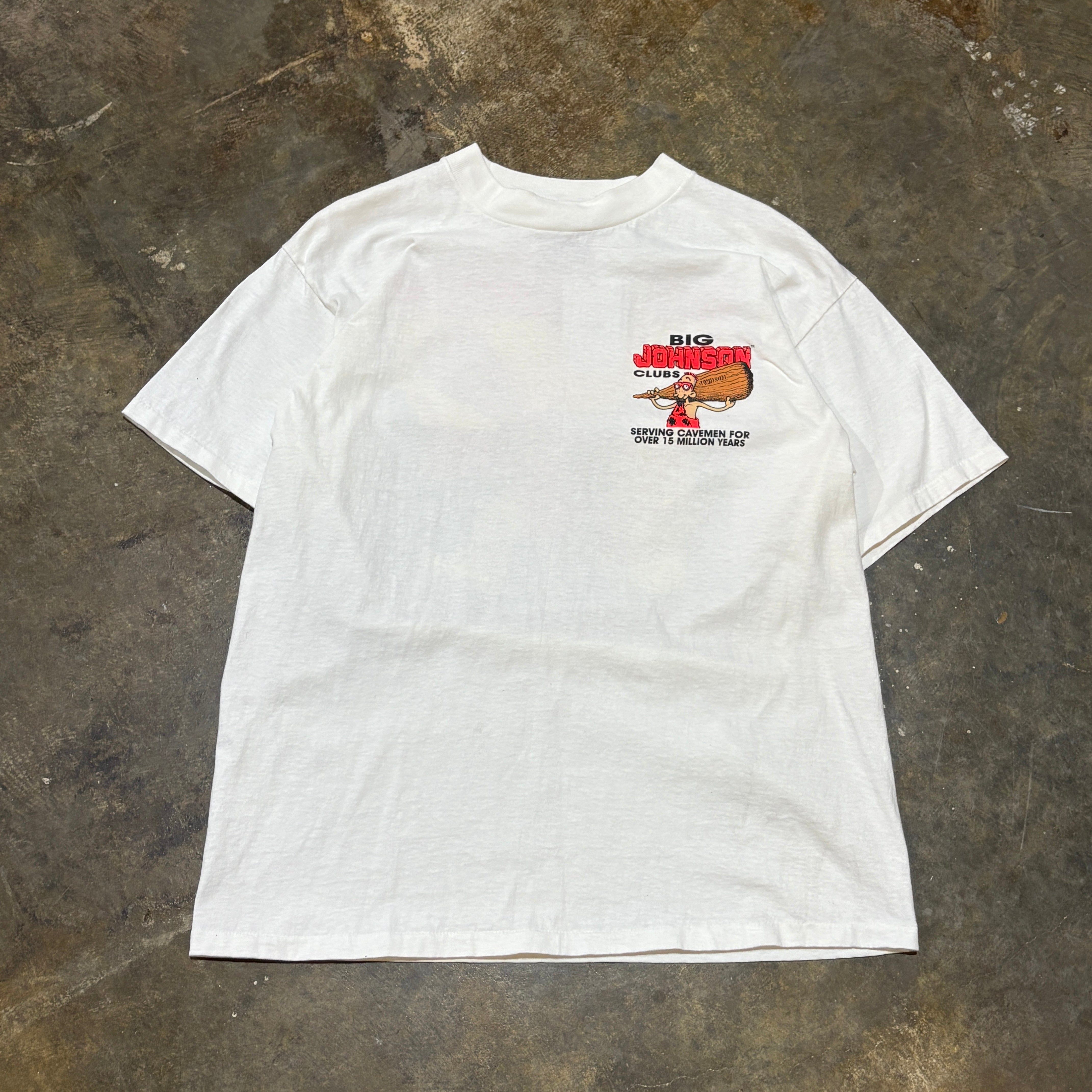 White Big Johnson Clubs Caveman Tee