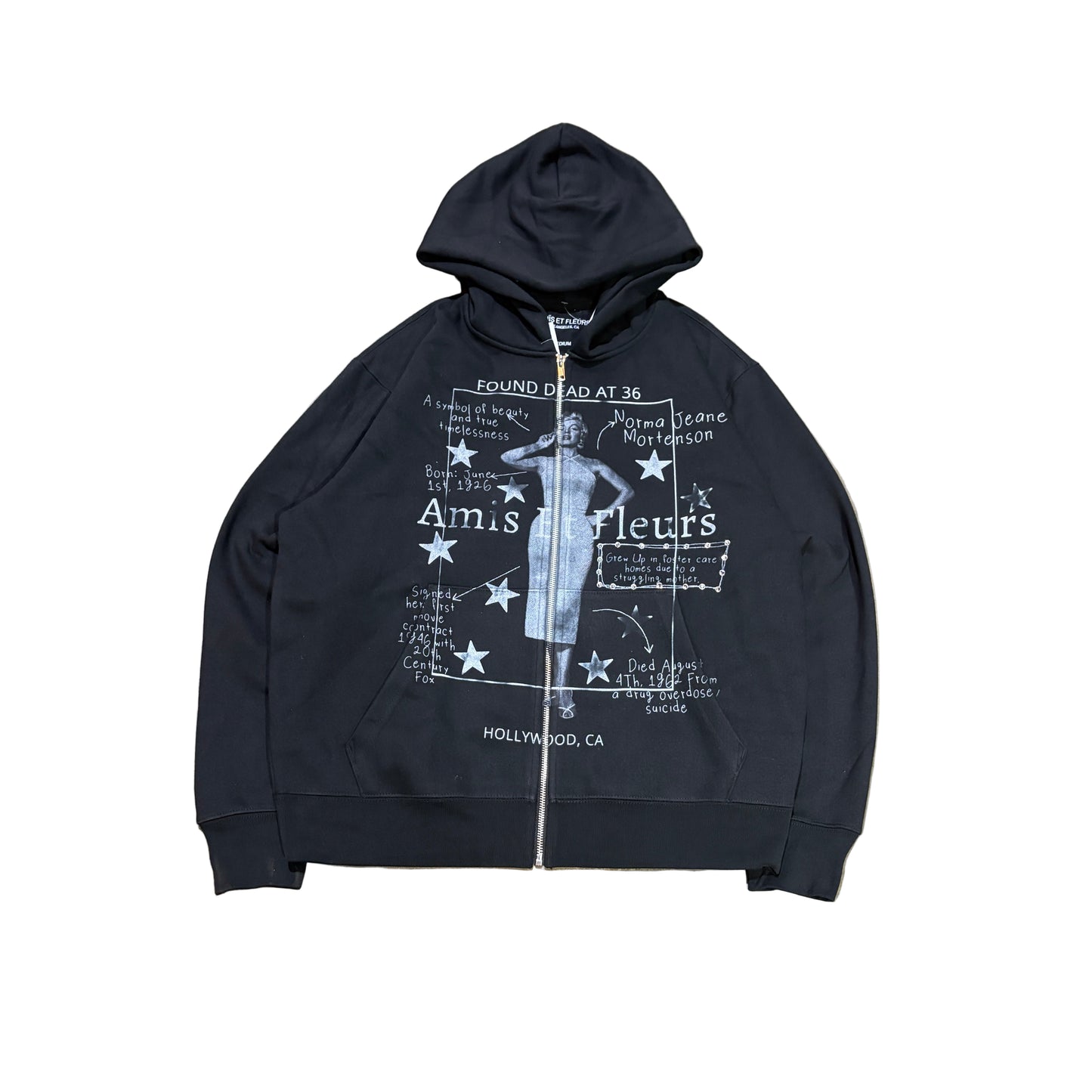 AMIS ET FLEURS Dream Girl Black Zip Hoodie