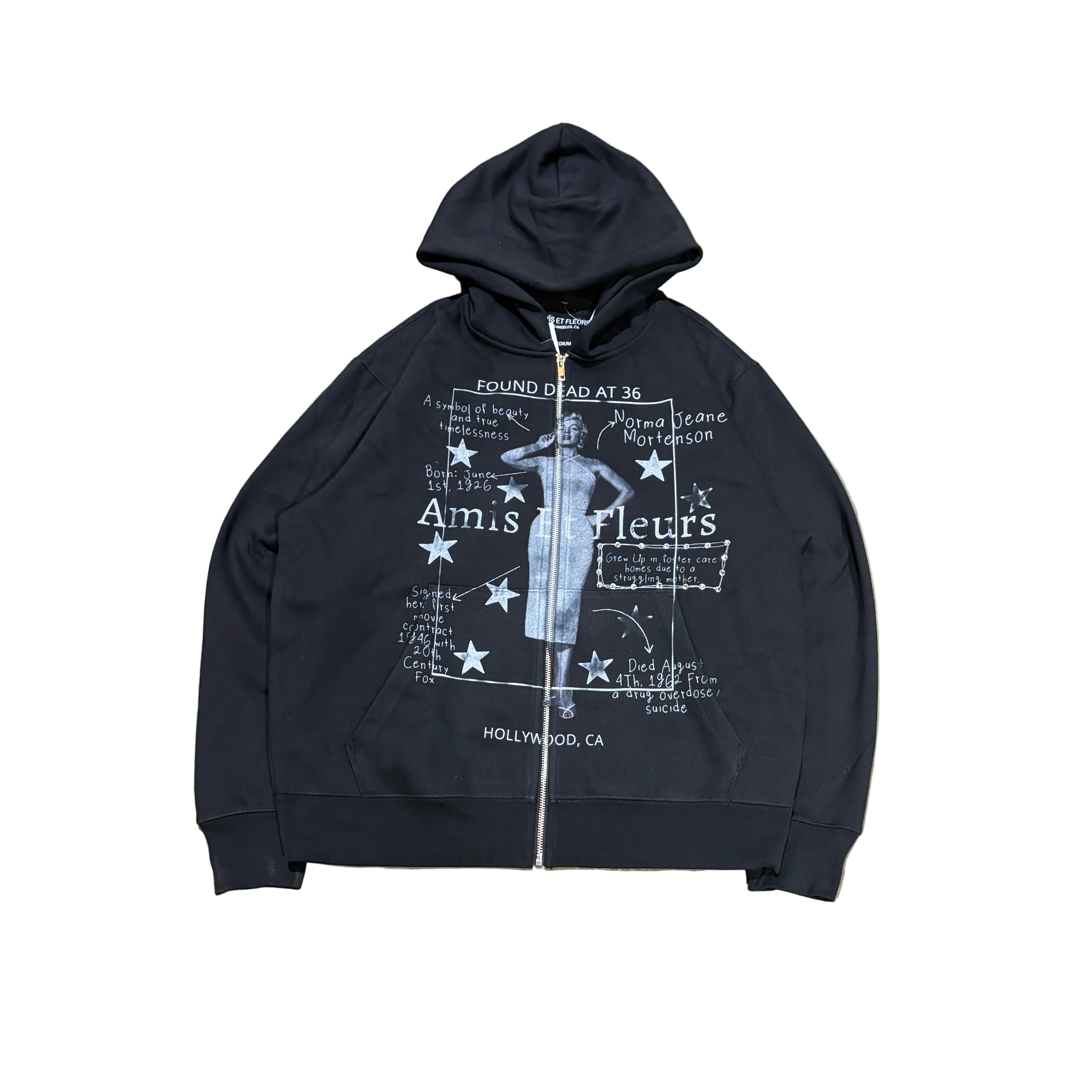 AMIS ET FLEURS Dream Girl Black Zip Hoodie