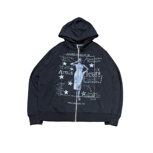 AMIS ET FLEURS Dream Girl Black Zip Hoodie