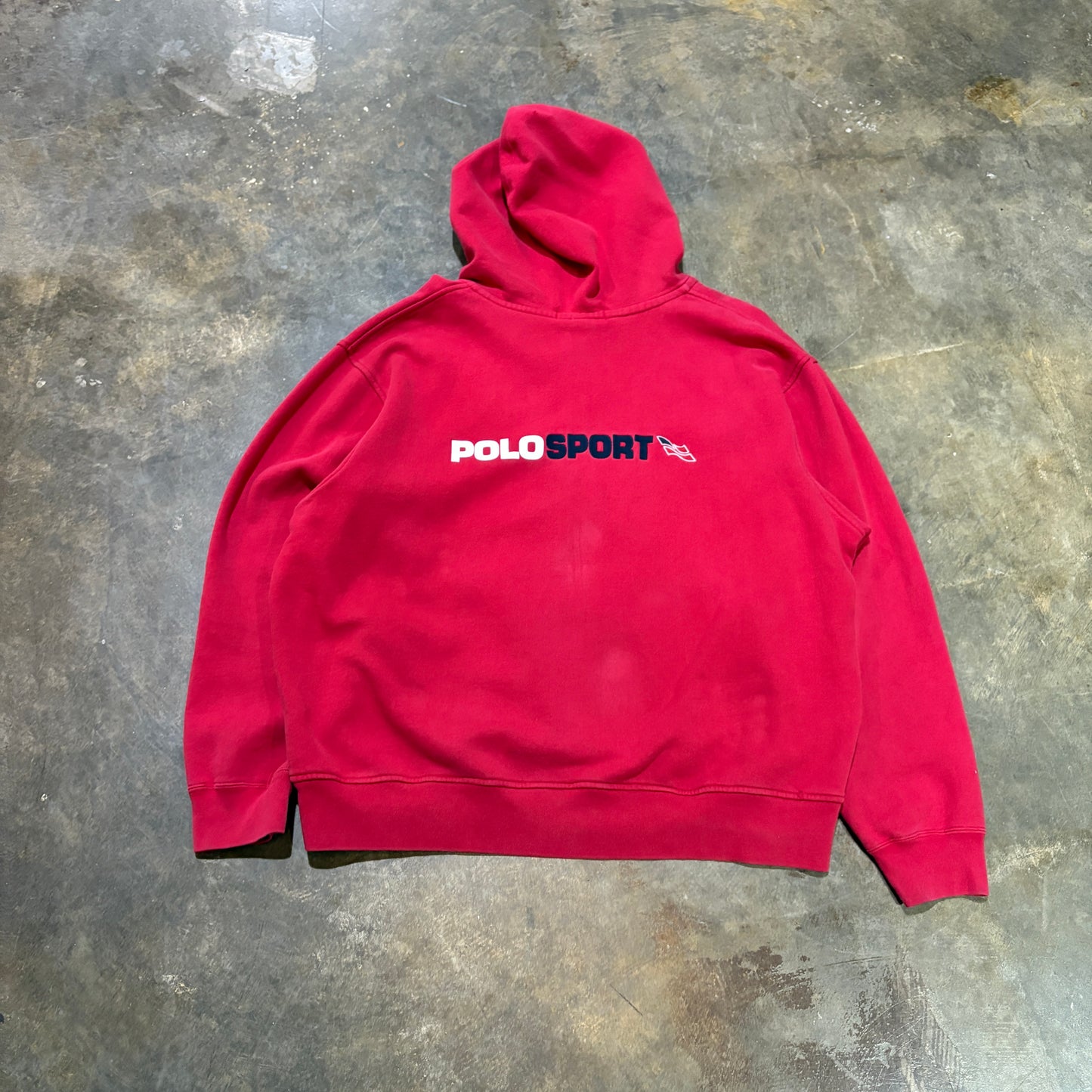 1990s Polo Sport Ralph Lauren Red Zip Hoodie (XXL)