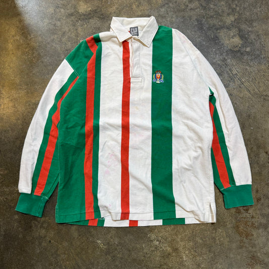 GAP Red/White/Green Vertical Striped Rugby