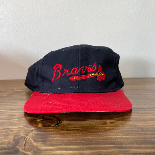 braves navy red hat