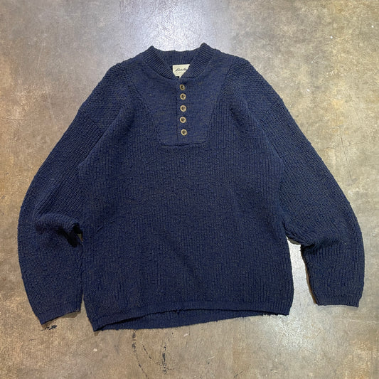 Eddiie Bauer Navy Quarter Button Sweater