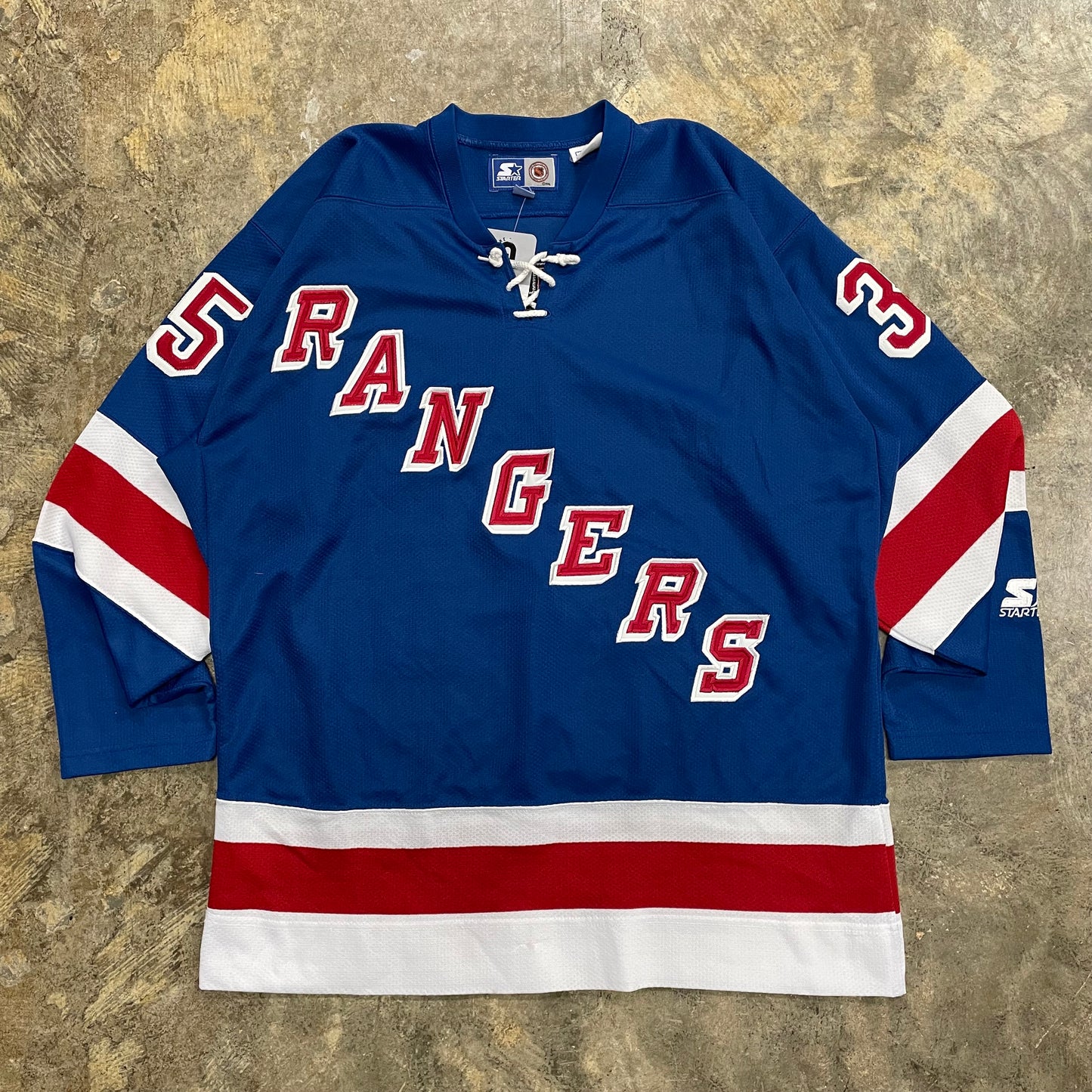 NY Rangers Lace Up Blue Richter Starter Jersey