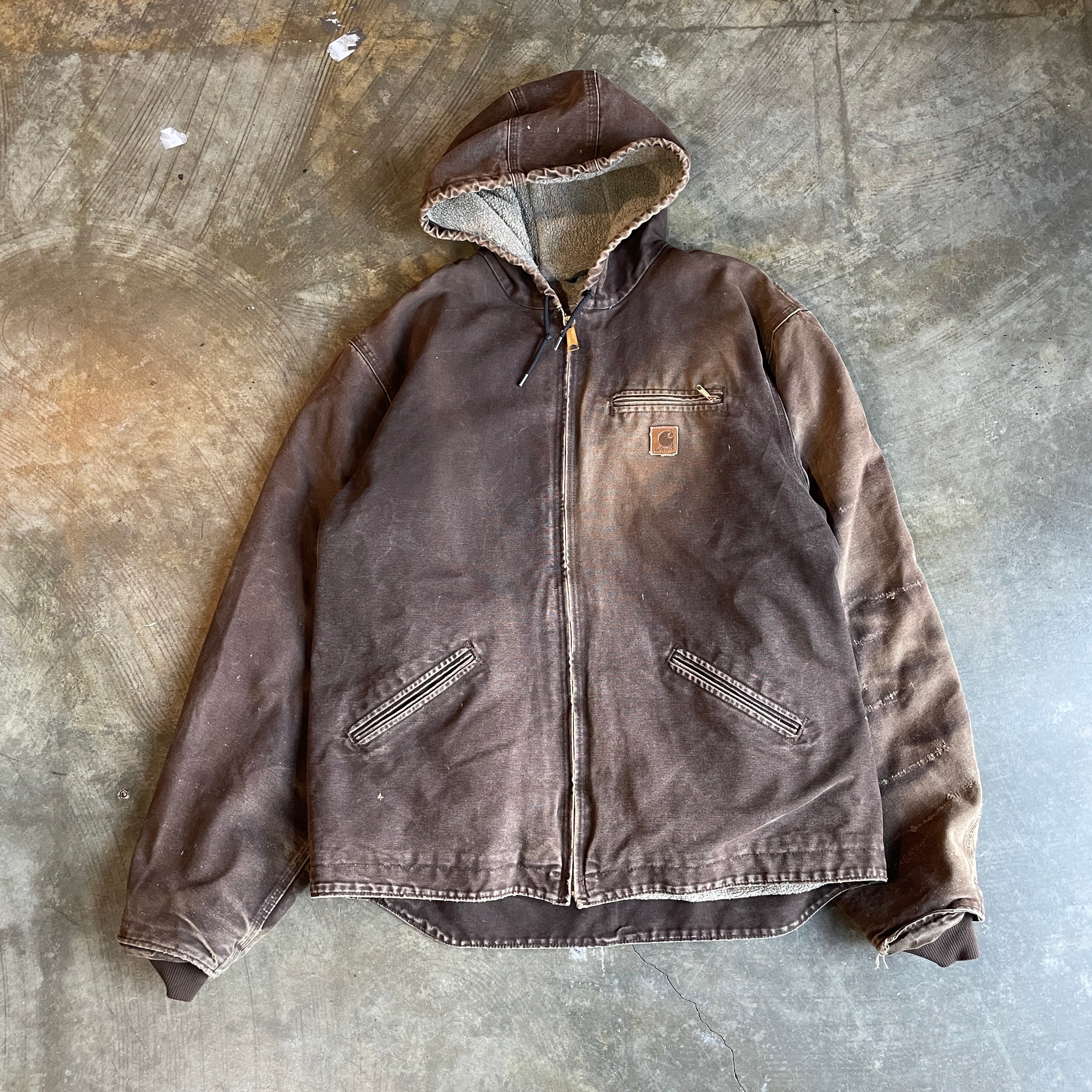 Brown Fleece Lined Hooded Carhartt Detroit Style Jacket 2