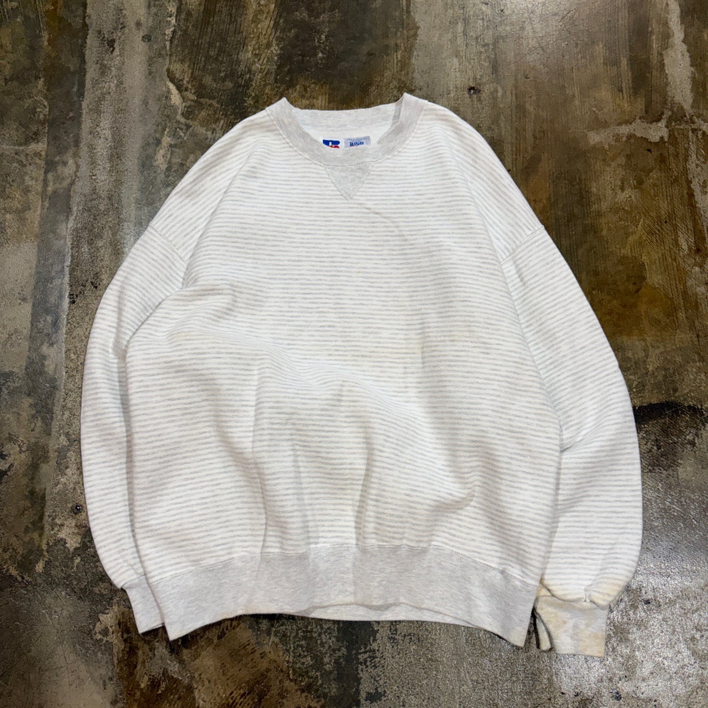 Grey Striped Russell High Cotton Crew