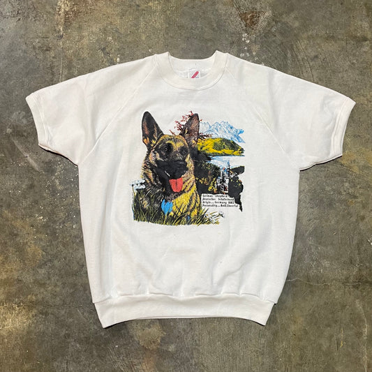 German Shepard Short-Sleeve White Sweatshirt