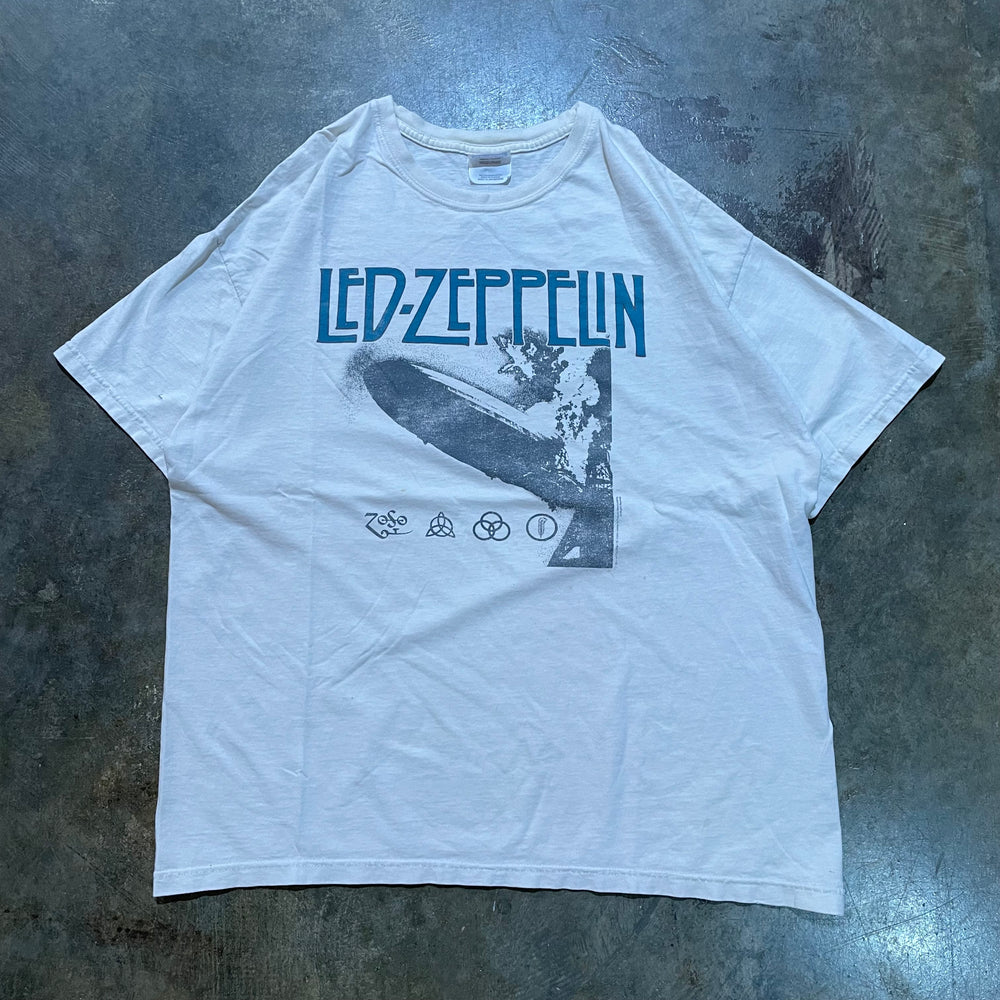 Led Zeppelin Teal Letters White Tee