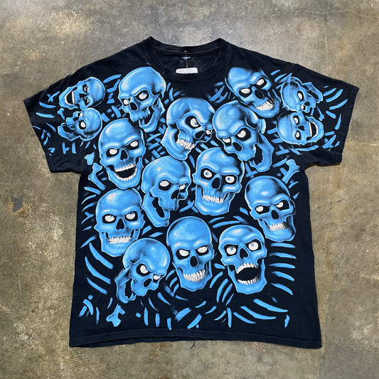 Y2K Blue Skulls AOP Tee