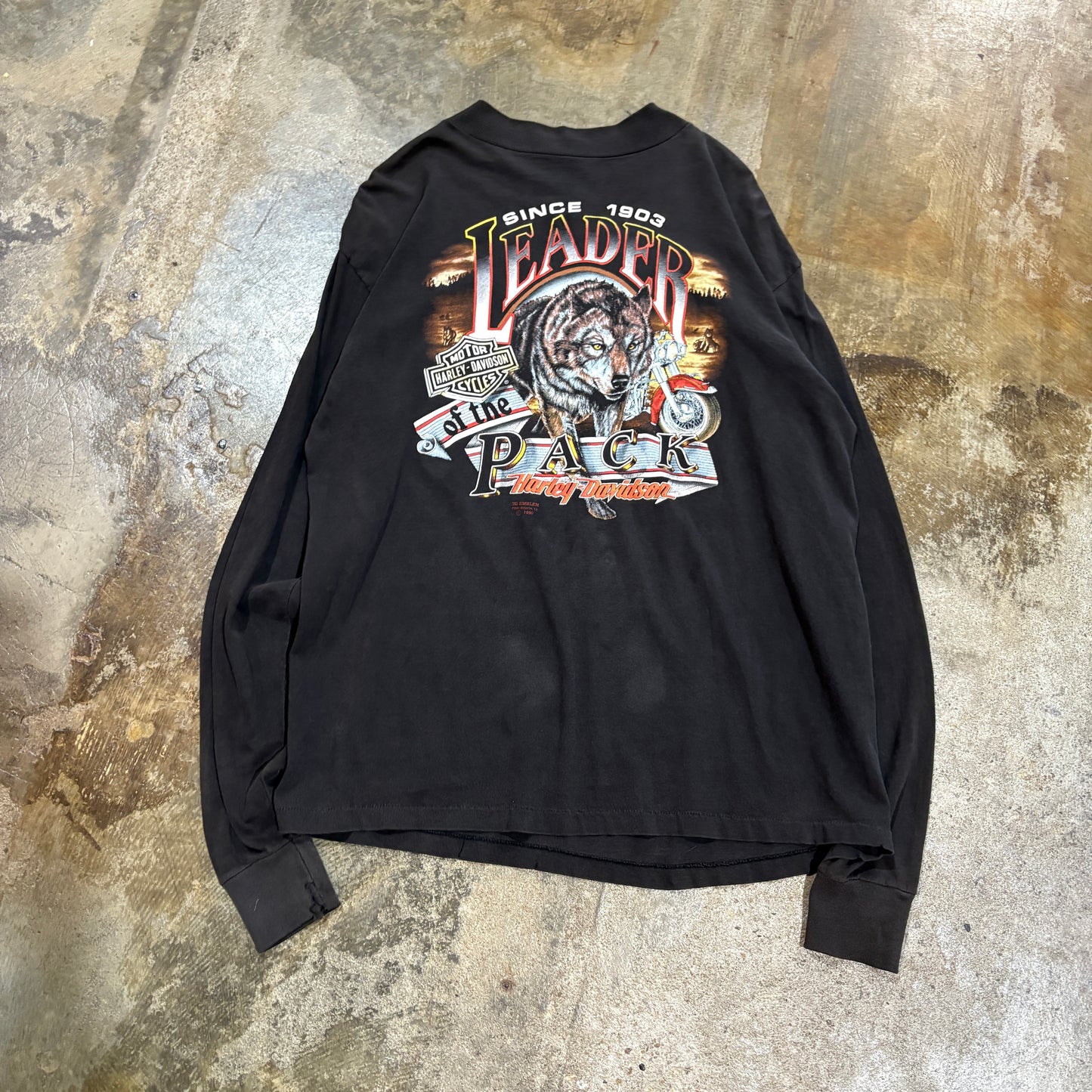 1990 3D Emblem Harley Leader Of The Pack LS Tee