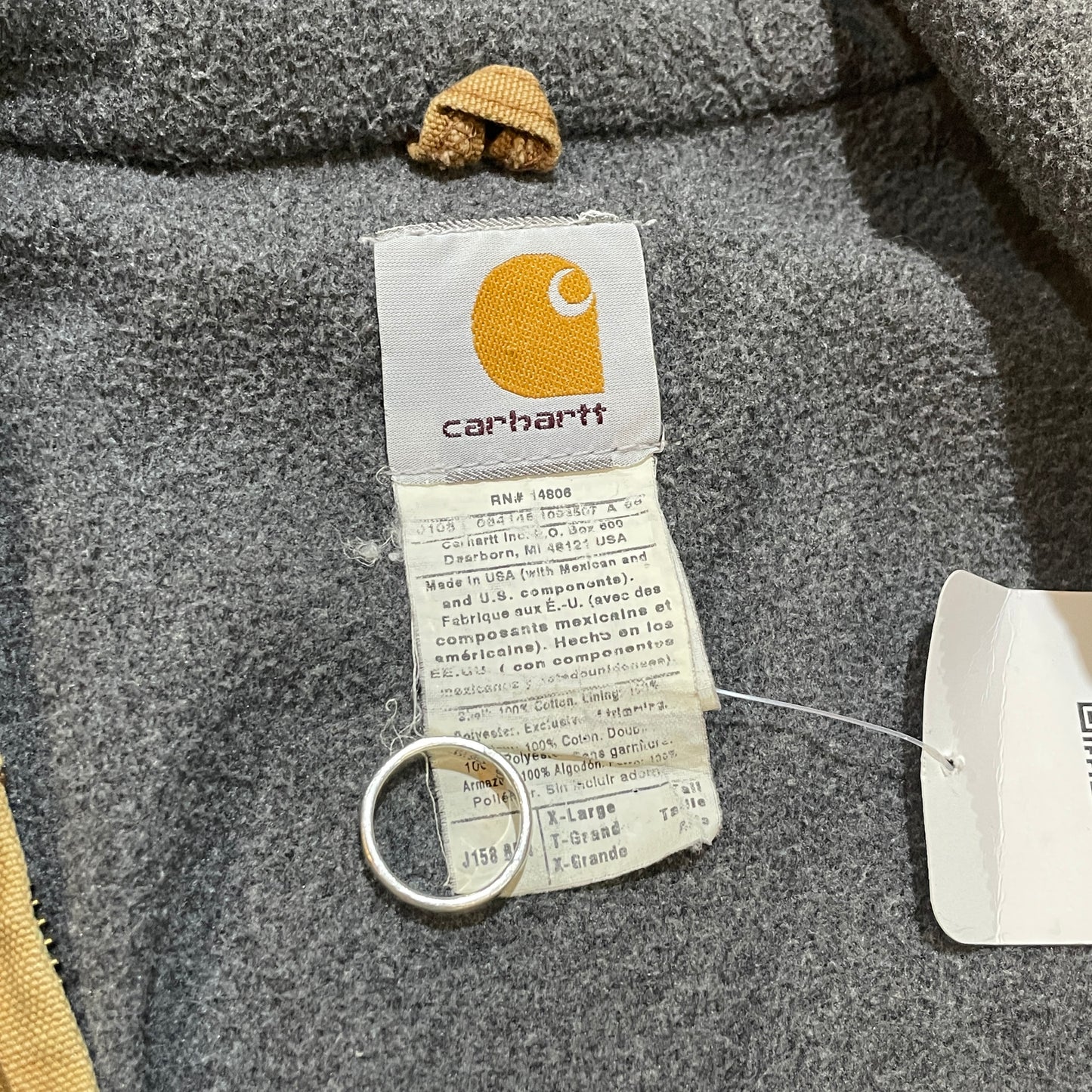 Tan Carhartt Fleece Lined hooded Jacket1 XL