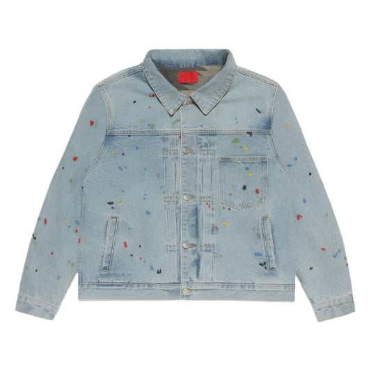 Fugazi Chain Splatter Denim Jacket Light Washed