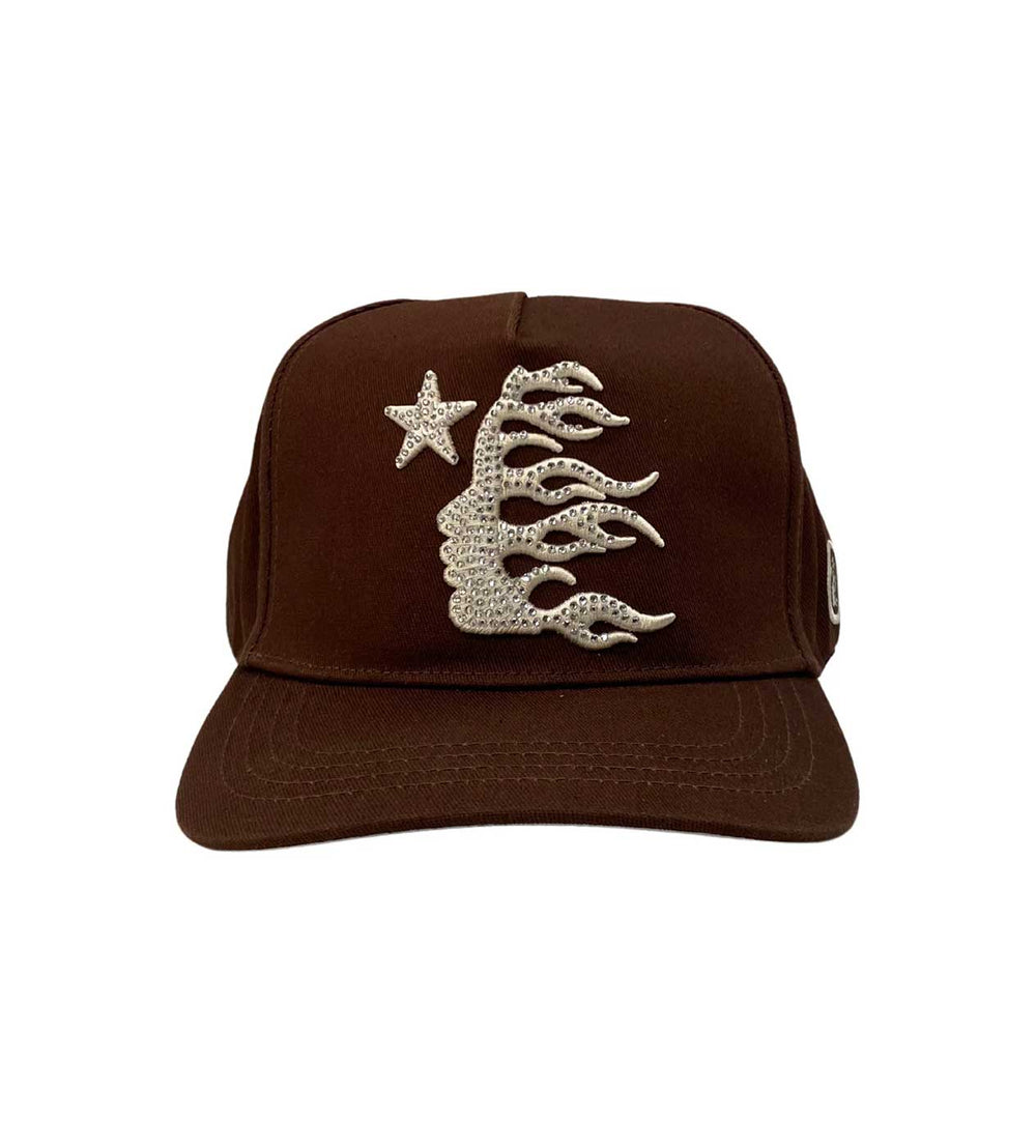 Hell Star OG Logo Brown Hat (Snapback + Rhinestones)