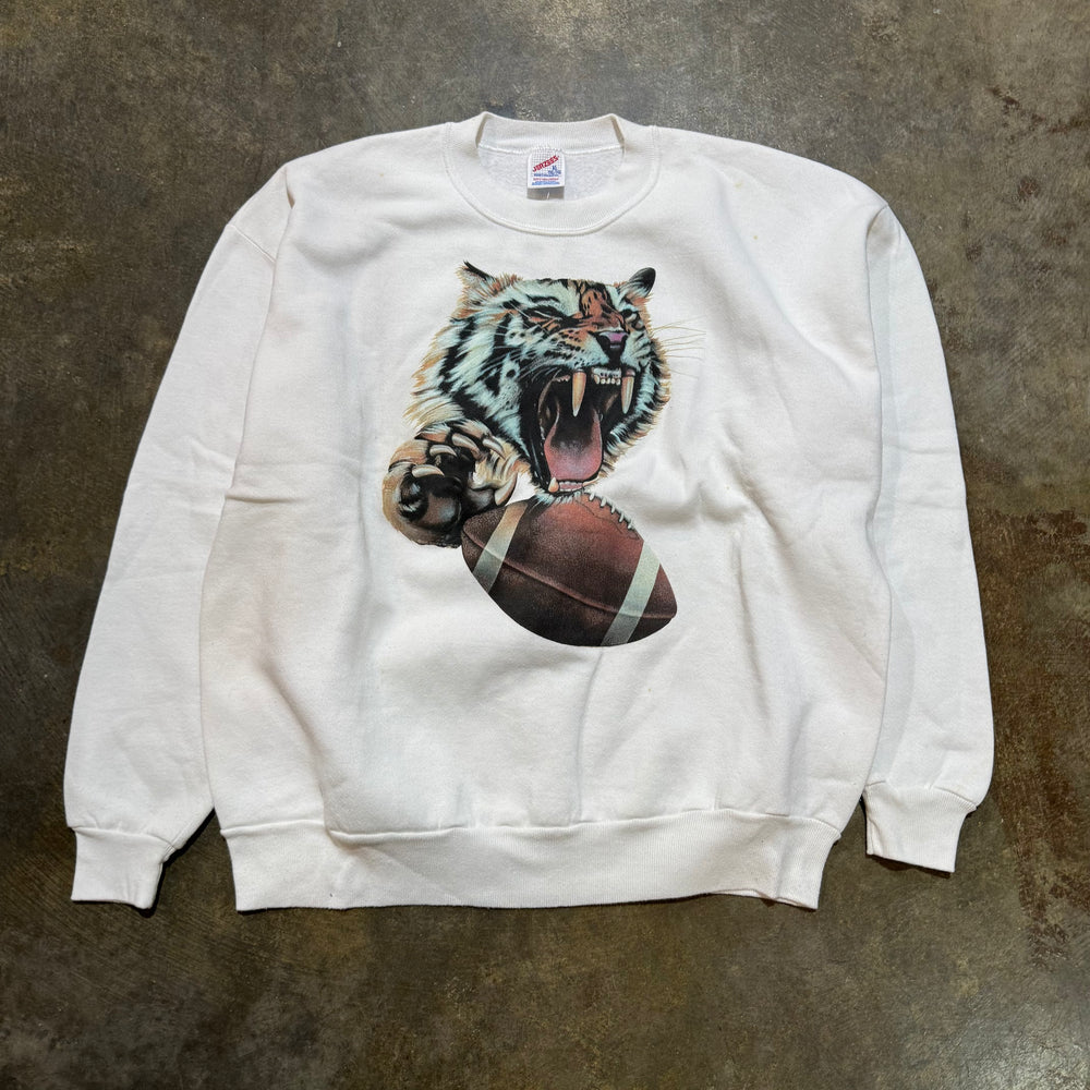 Auburn Jerzees Tiger Clawing Football White Crew