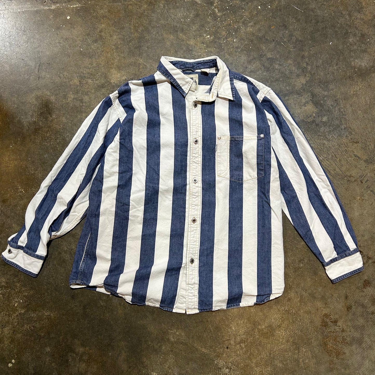 Silvertab Blue/White Striped Button Up Shirt