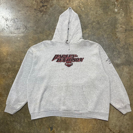 Grey Embroidered Patch Harley Hoodie